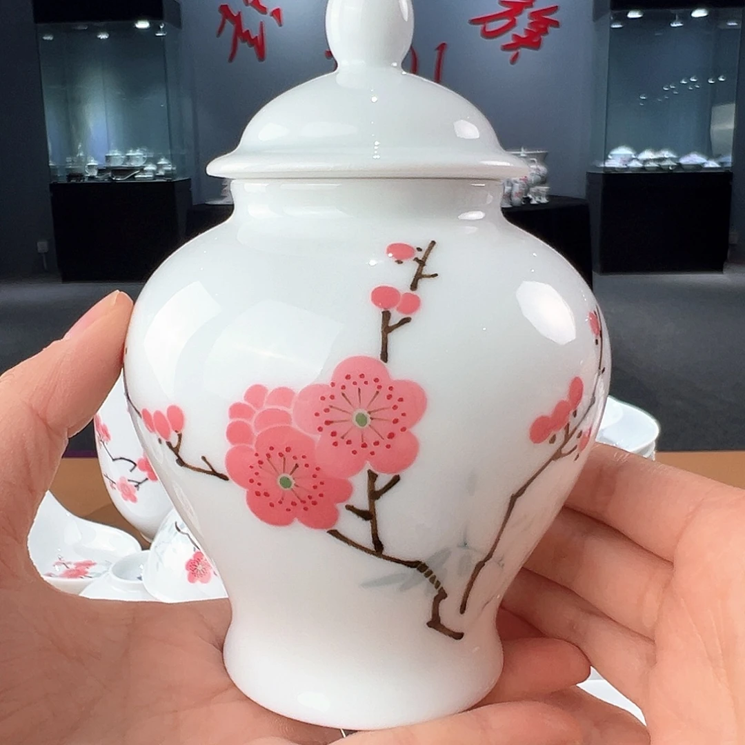 瓷红梅将军茶叶罐，微瑕福利款