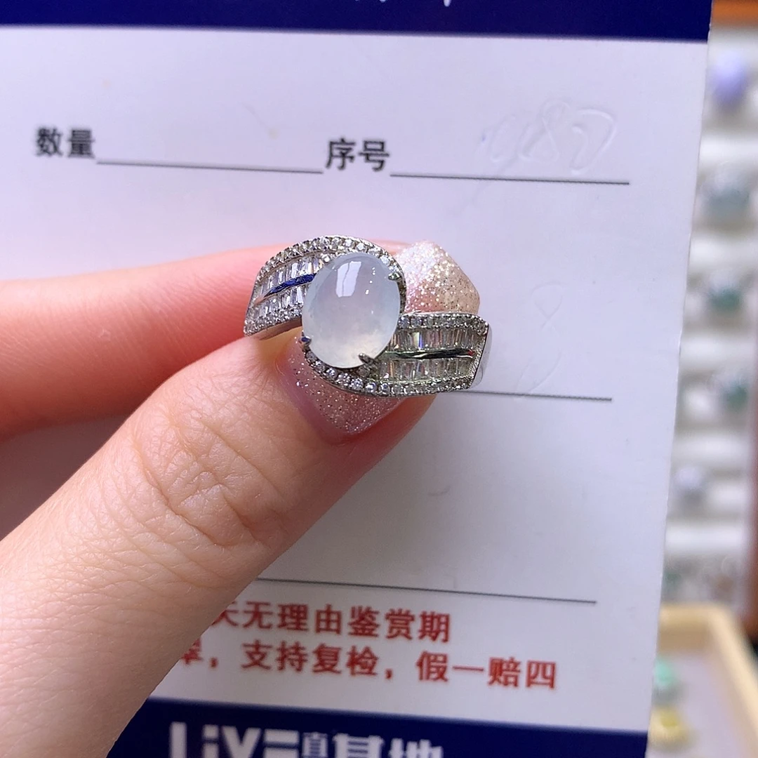 翡翠银S925镶嵌戒指40