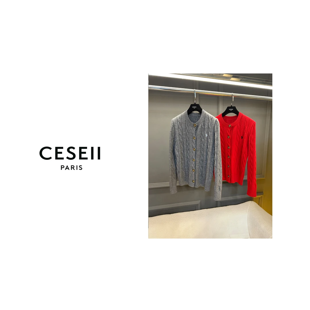 【25XJ941】CESEII新年款经典麻花柔软细腻针织厚重外套