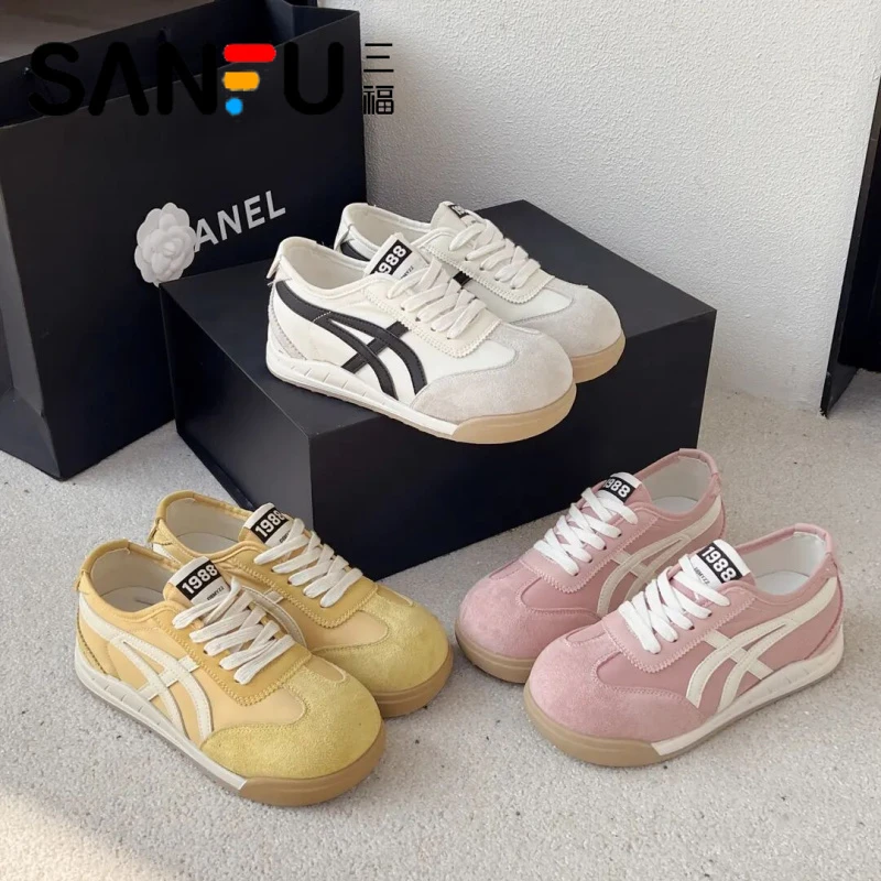 三福真皮厚底卡皮巴拉德训鞋女鞋2025新款夏季薄款百搭透气休闲阿