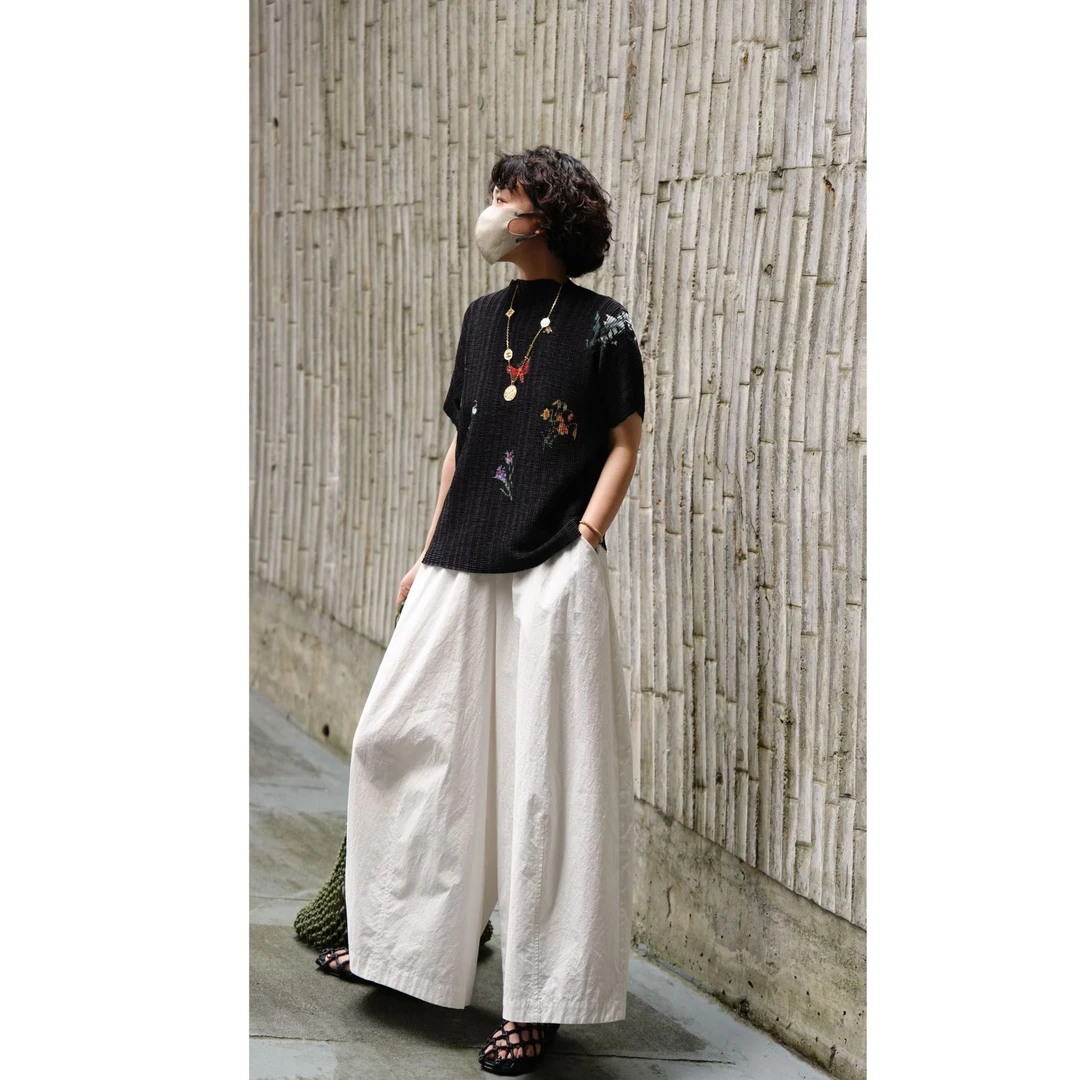 GRACE GARDEN【万物生长！】艺术涂鸦印花肌理感压褶T恤NT5F1715