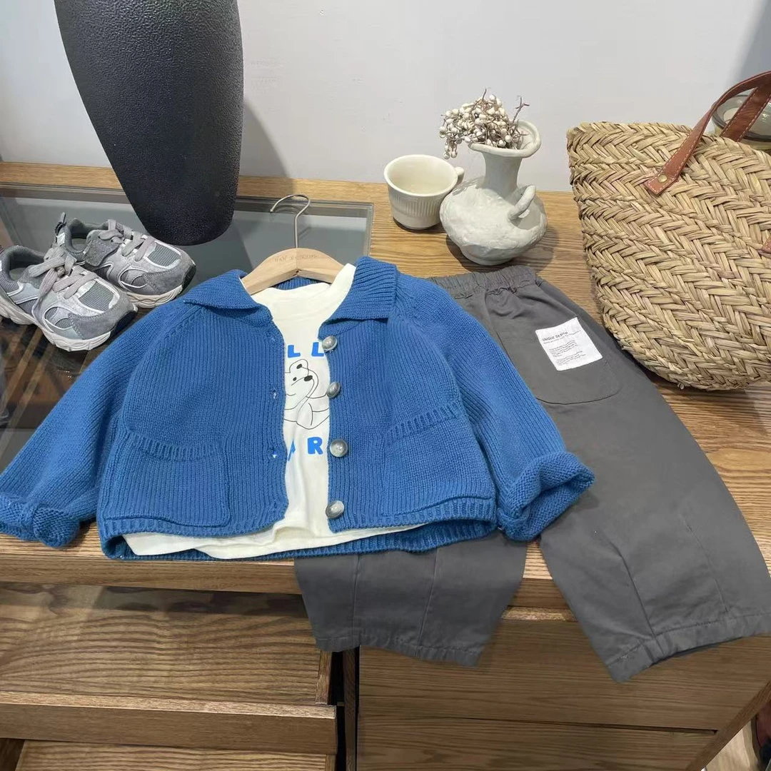 儿童毛衣开衫2025春秋装新款韩版男女毛线衣宝宝针织衫上衣外套
