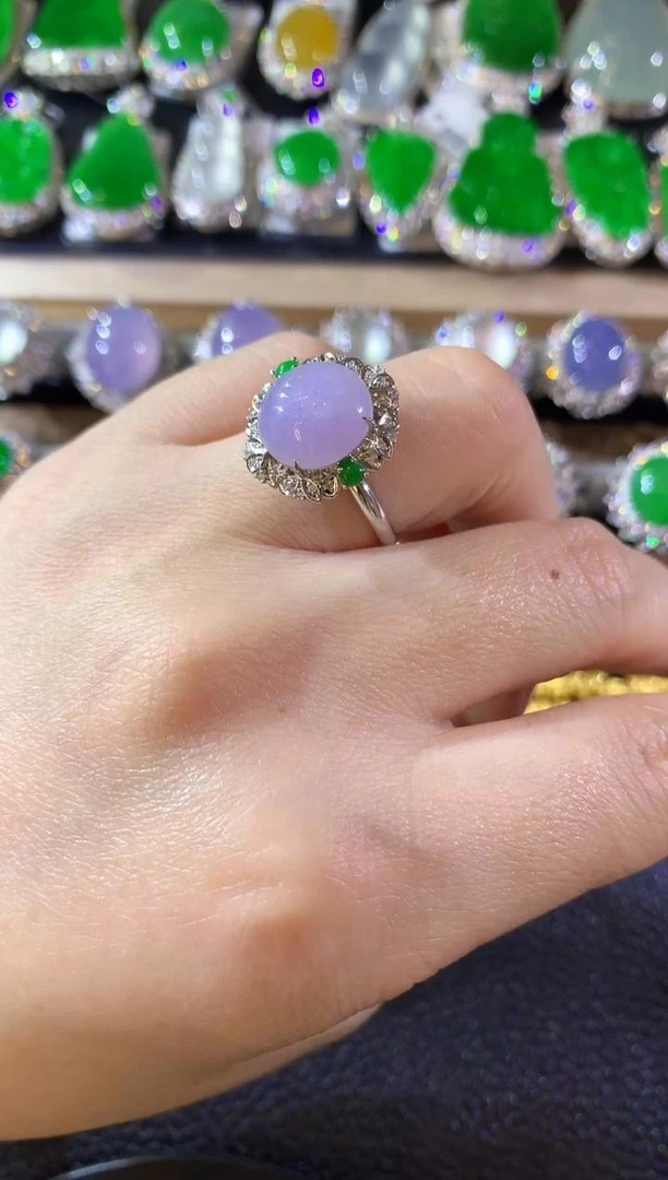 【云中意】18K金镶嵌戒指翡翠 多样性发货一件