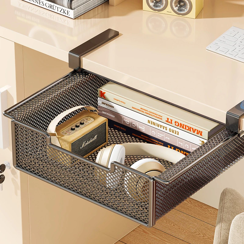 桌下置物架收纳神器电竞桌书桌桌底书本整理挂篮筐盒工位抽屉好物