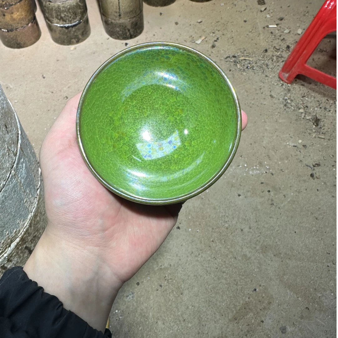 【闪购商品】瓷杯 七彩绿冰裂 平口 【配礼盒 配证书】