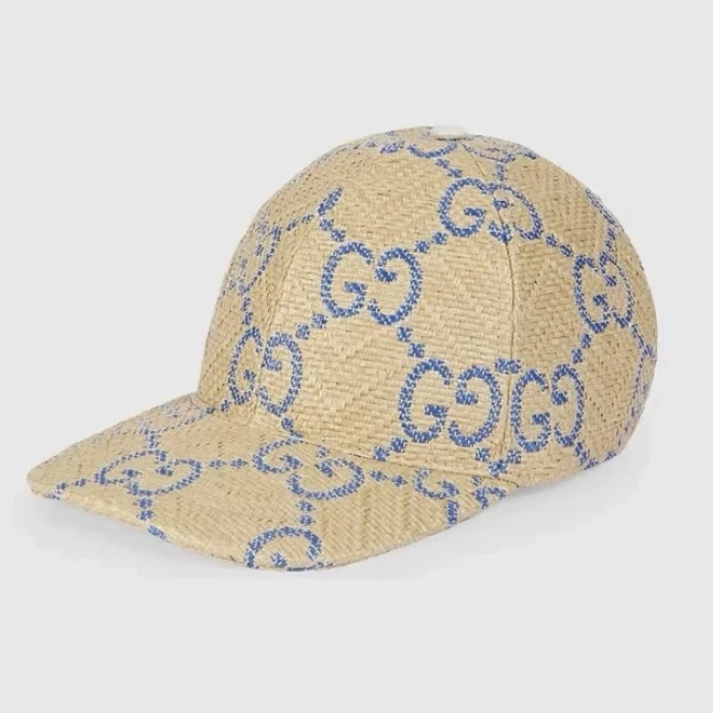 全新未使用 GUCCI/古驰 剪标古驰双G编织棒球帽米色