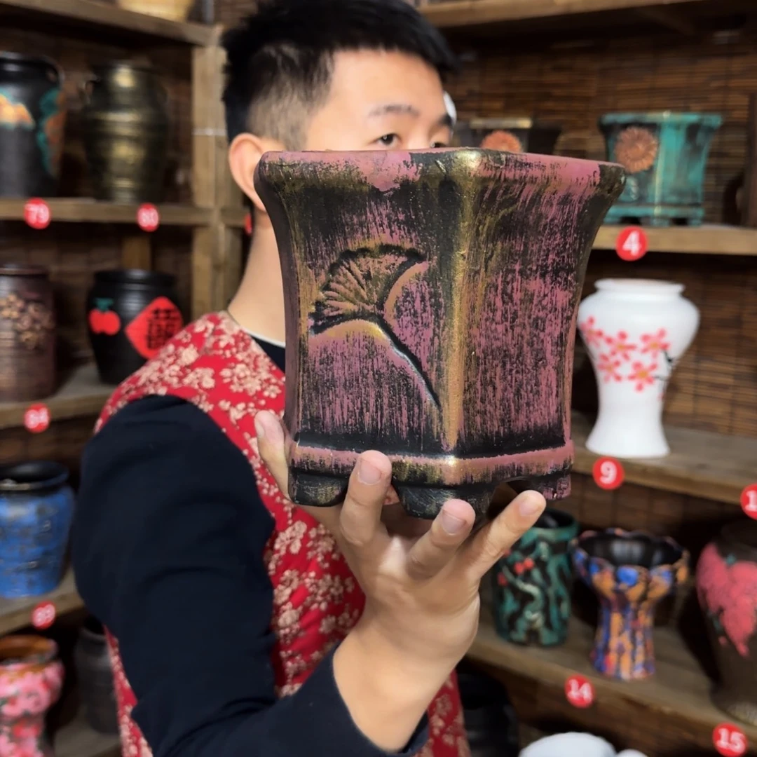 带孔高端浮雕花盆炸炸炸