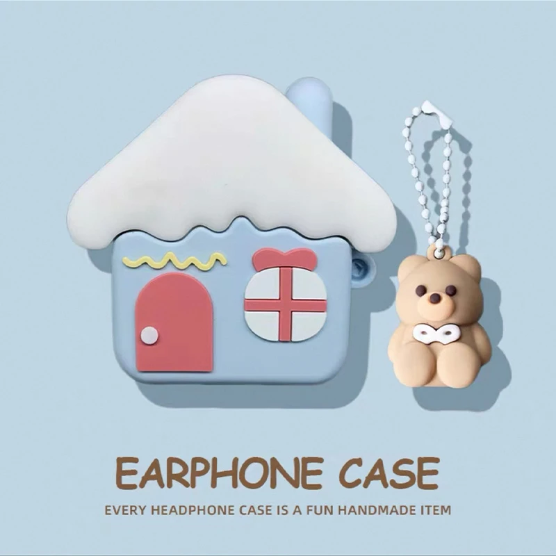 BANCA蓝色雪顶房子适用airpods4保护套pro2硅胶苹果耳机套1/2/3代