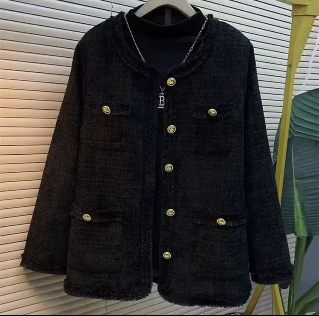 丽姐家大码显瘦极简风ins中长款常规韩版拼接小香风气质网红时尚