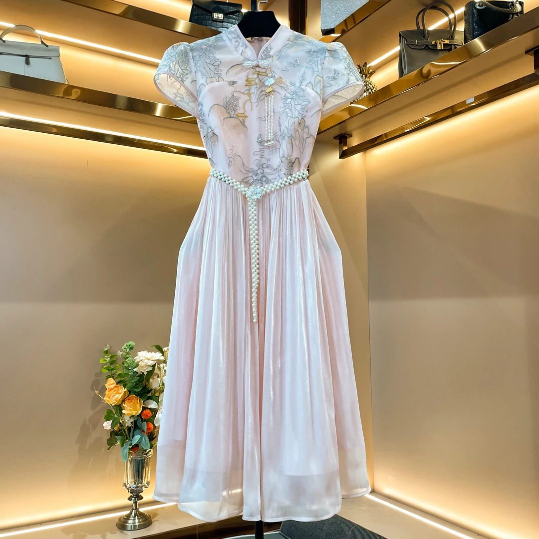 【樱粉绯梦】《燕》轻奢设计师款优雅气质修身时尚收腰连衣裙-86598