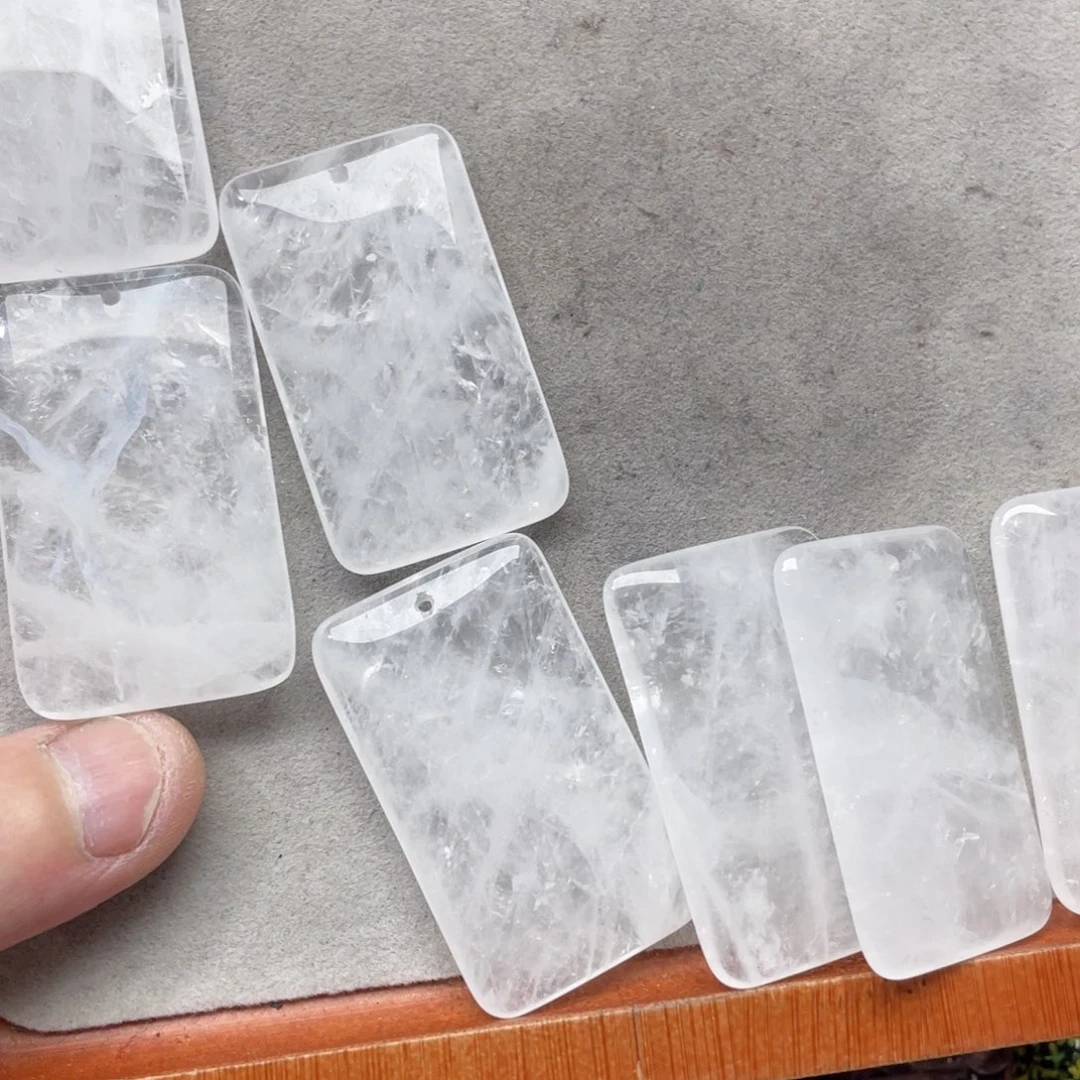 玛瑙/玉髓合金珠宝半成品一个29x49mm白水晶吊坠