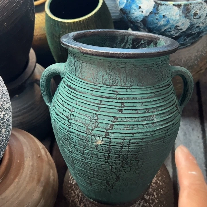 绿色双耳高22口14带孔