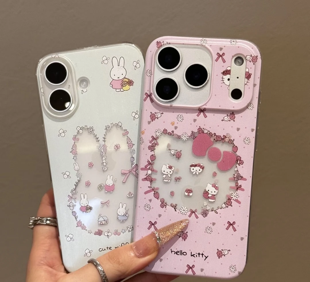 卡通镂空碎花适用iphone17苹果15手机壳小米OPPO华为VIVO荣耀一加
