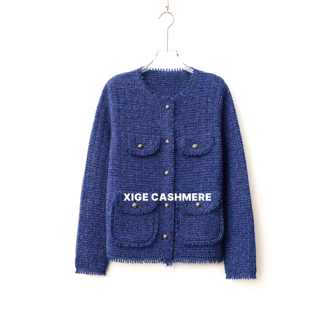 【莫奈向日葵】喜歌 100山羊绒女士时尚小香风针织开衫 8185