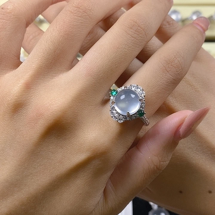 石英质玉银S925镶嵌戒指