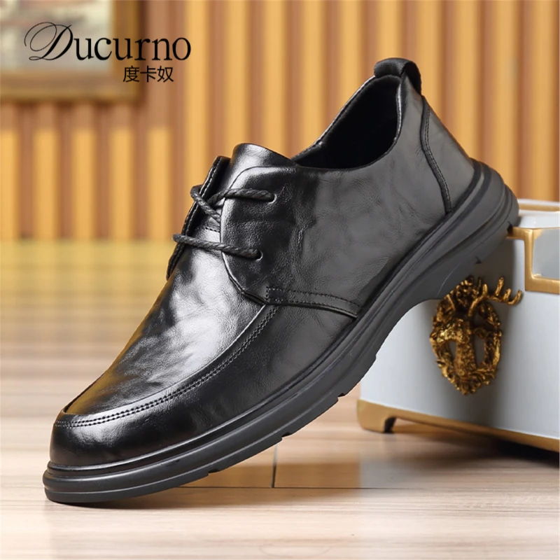高端潮流休闲皮鞋男款软底透气夏季男鞋头层牛皮中年休闲皮鞋高端