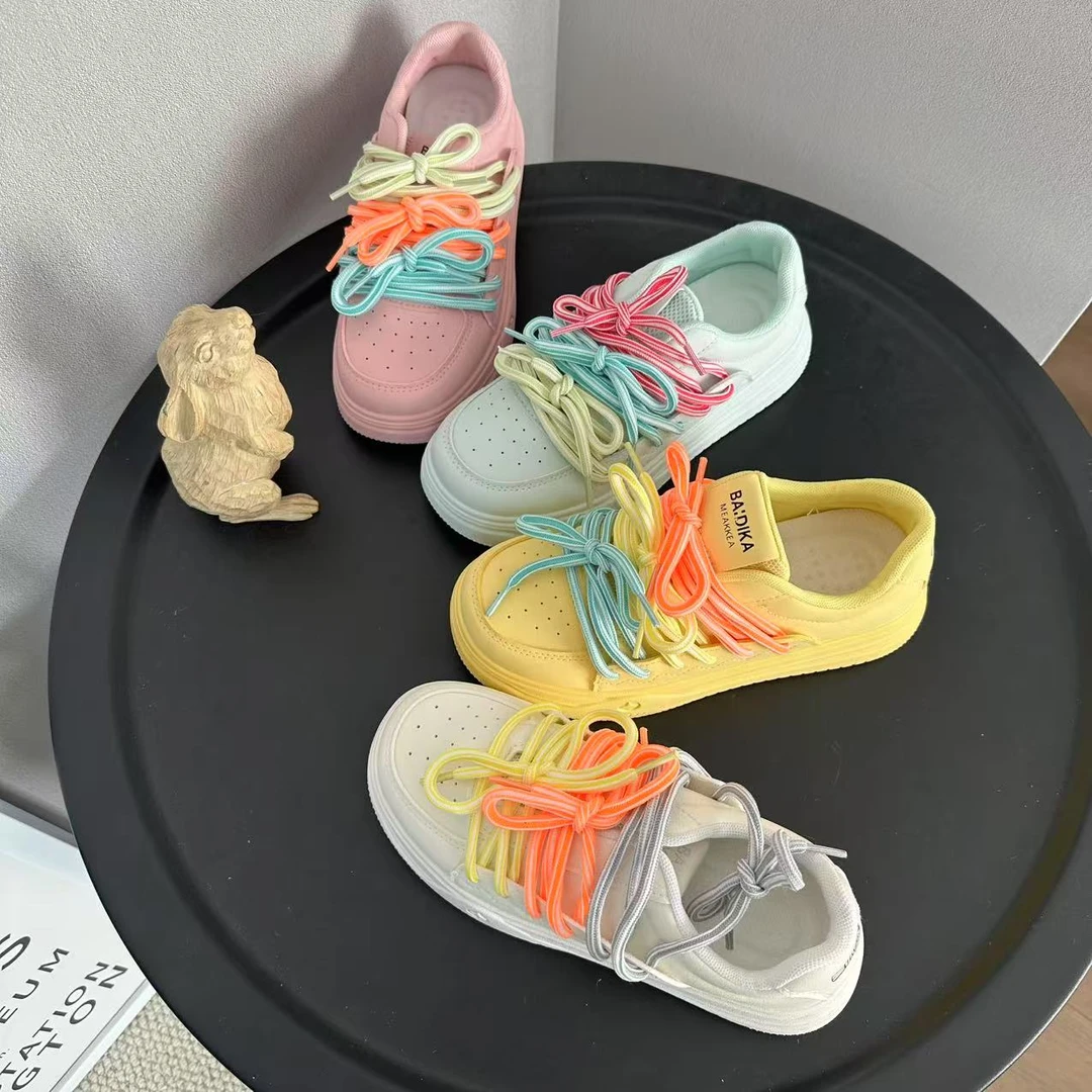 2025新款多巴胺女鞋厚底增高小白鞋百搭运动休闲板鞋