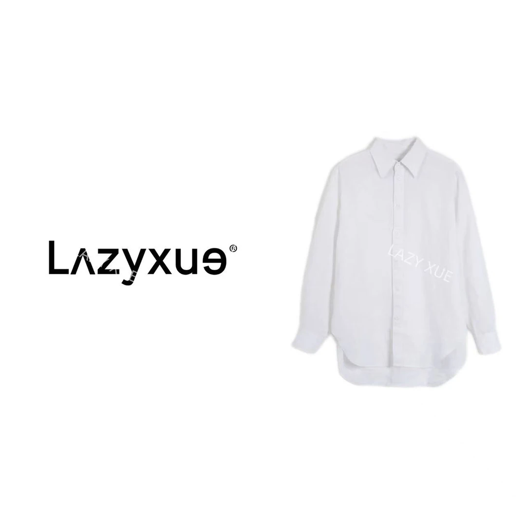 LAZYXUE薛懒懒/"素雅"夏季100亚麻宽松时尚防晒白色衬衫 10002