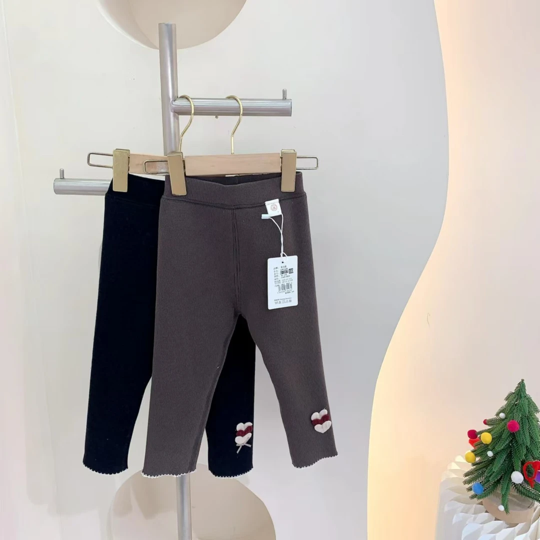 241892 女童冬季韩版加绒加厚脚口爱心休闲的打底裤