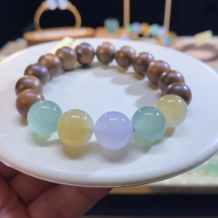 翡翠未镶嵌颈饰翡翠冰糖果色手串