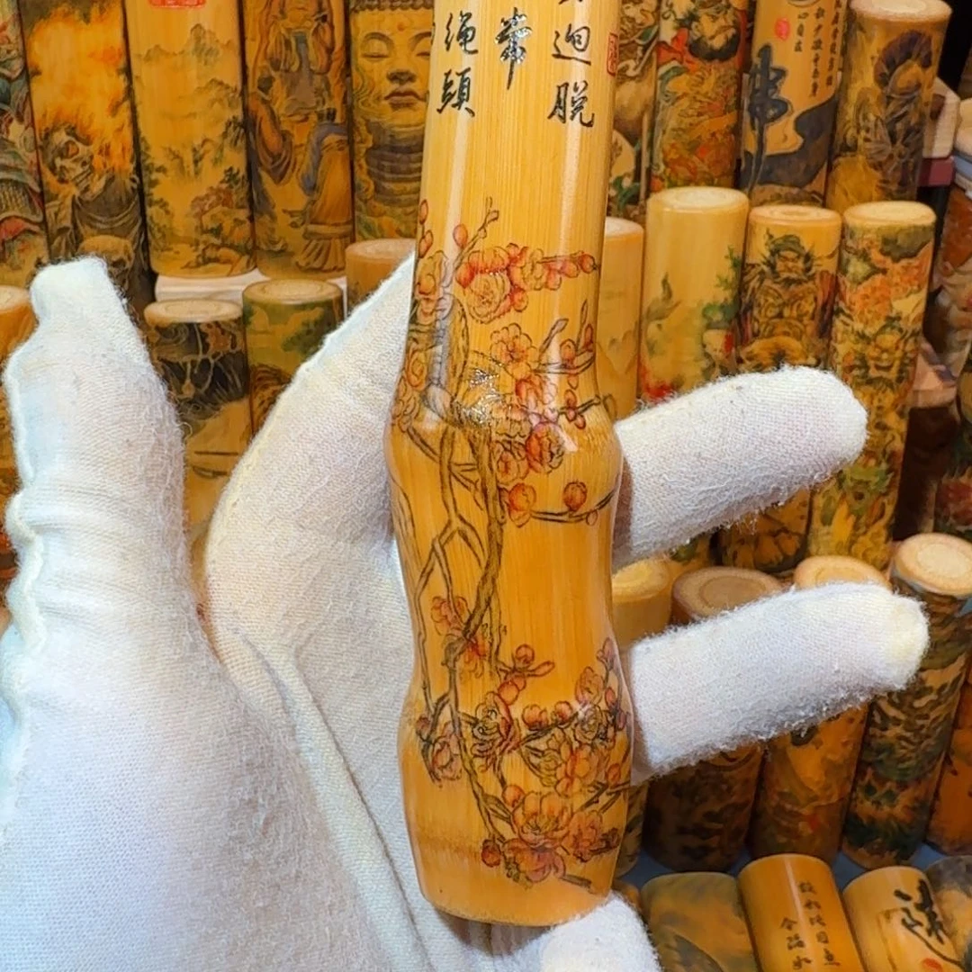 香榧木梅花针刺老料实心竹