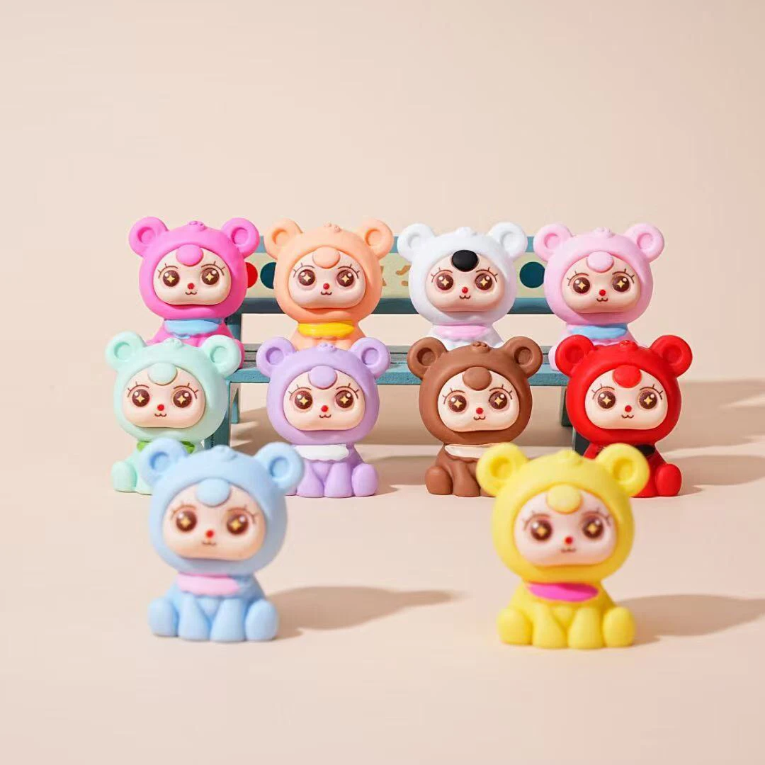 【小熊妹妹】心动潮玩直播拆实色树脂DIY桌面可爱小摆件