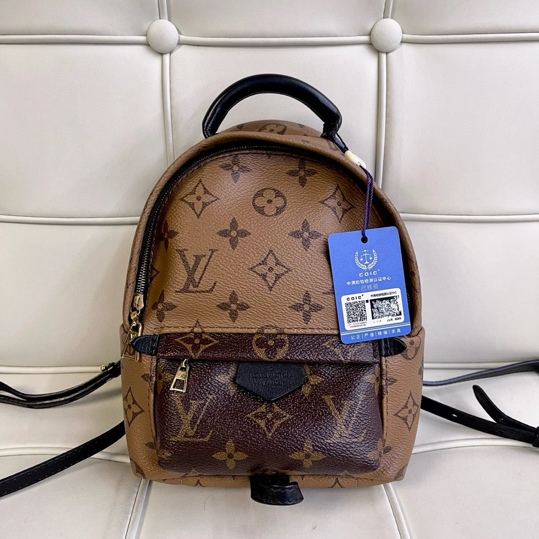 95新 LouisVuitton/路易威登 120257 lv焦糖拼色迷你双肩包书包