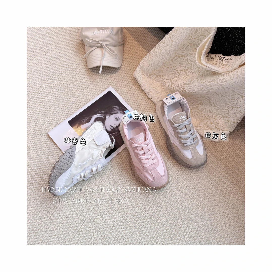 内增高德训女鞋2025款厚底阿甘鞋真皮休闲运动鞋