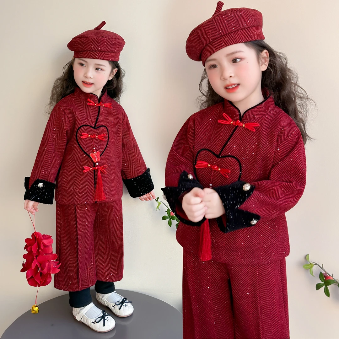女宝宝2025汉服周岁生日抓周仪式衣服古装女孩拜年服冬季