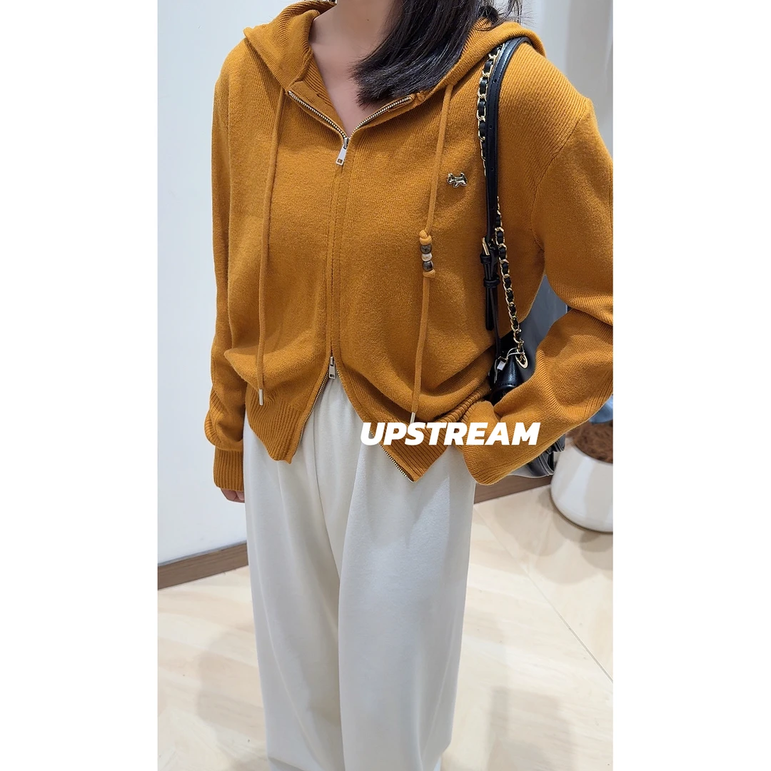 溪上新款--双拉链连帽针织