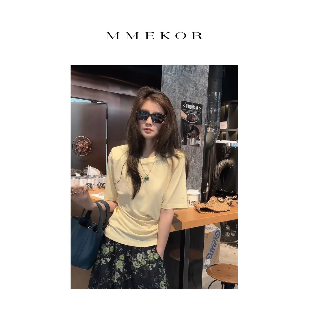 MMEKOR“腰褶短袖”T恤  2025新款未来辣妹百搭短袖 89667