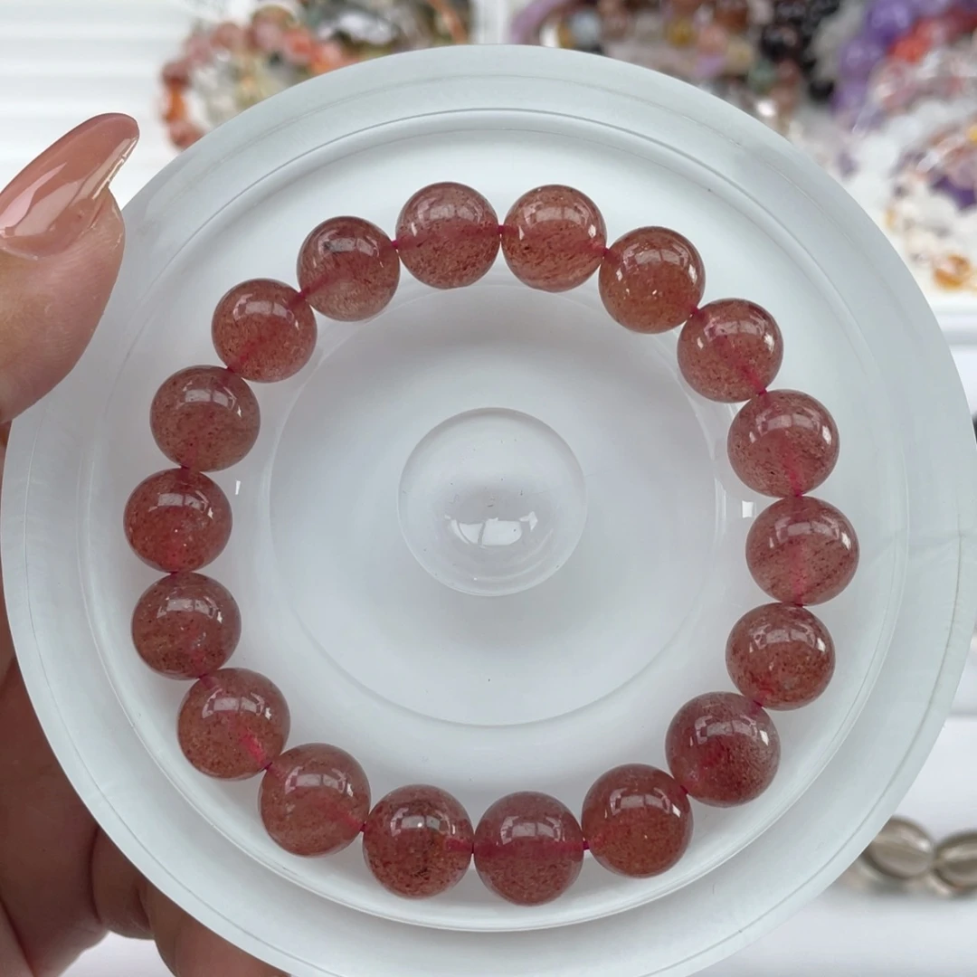 未镶嵌手串水晶012红草莓晶11m+