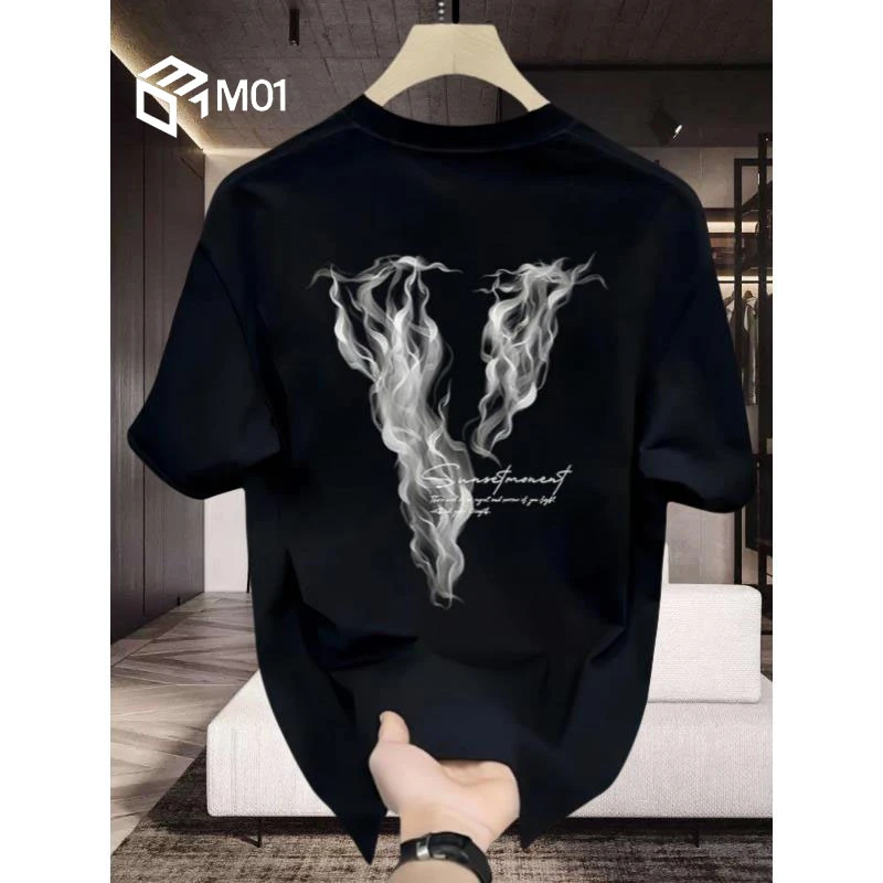 M01痞帅重磅夏季新款纯棉短袖T恤男士高端潮牌宽松半袖潮流上衣男