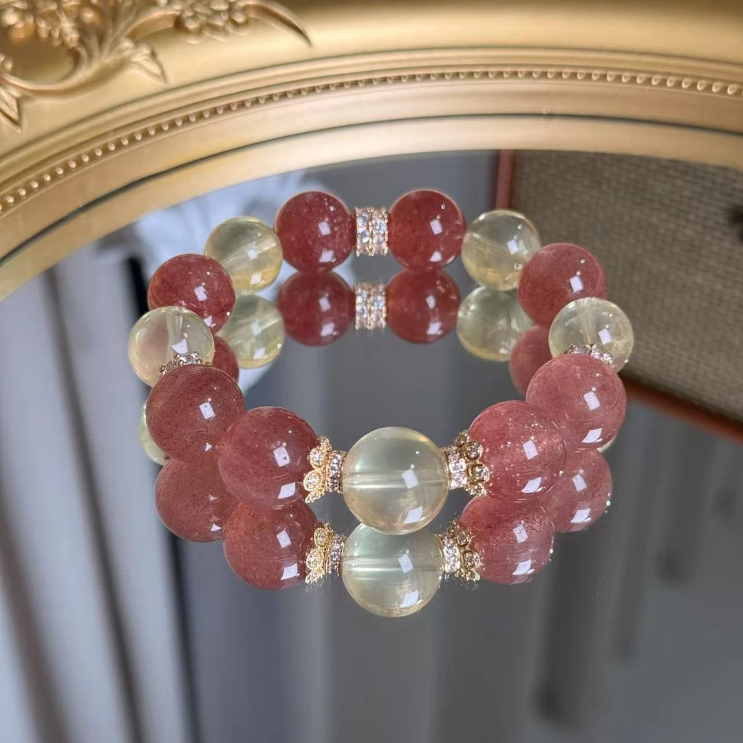 草莓晶黄水晶手串手链 颜色微差多样性发其一F368