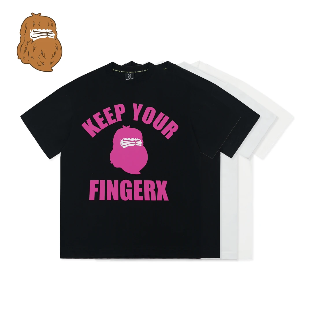 FINGERCROXX短袖纯棉圆领美式休闲百搭情侣夏季复古宽松