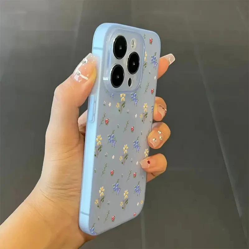 春日小花适用苹果16手机壳超薄iPhone15pro磨砂14/13防摔12冰感11