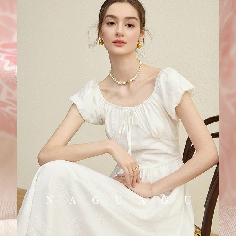 南瓜谷【仲夏花序】甄选强捻天丝丝光工艺收腰裙子女夏法式连衣裙