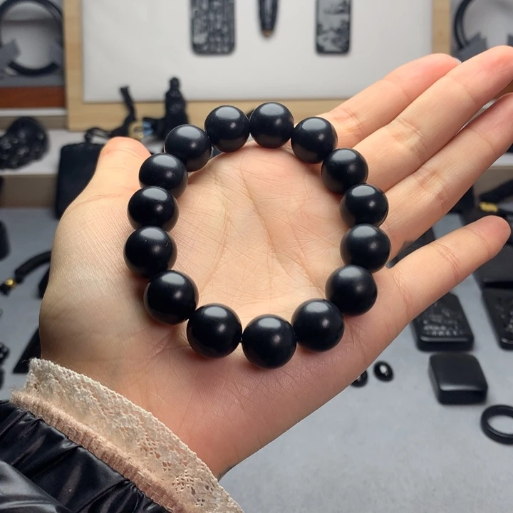 和田玉（墨玉）未镶嵌手串特价14mm
