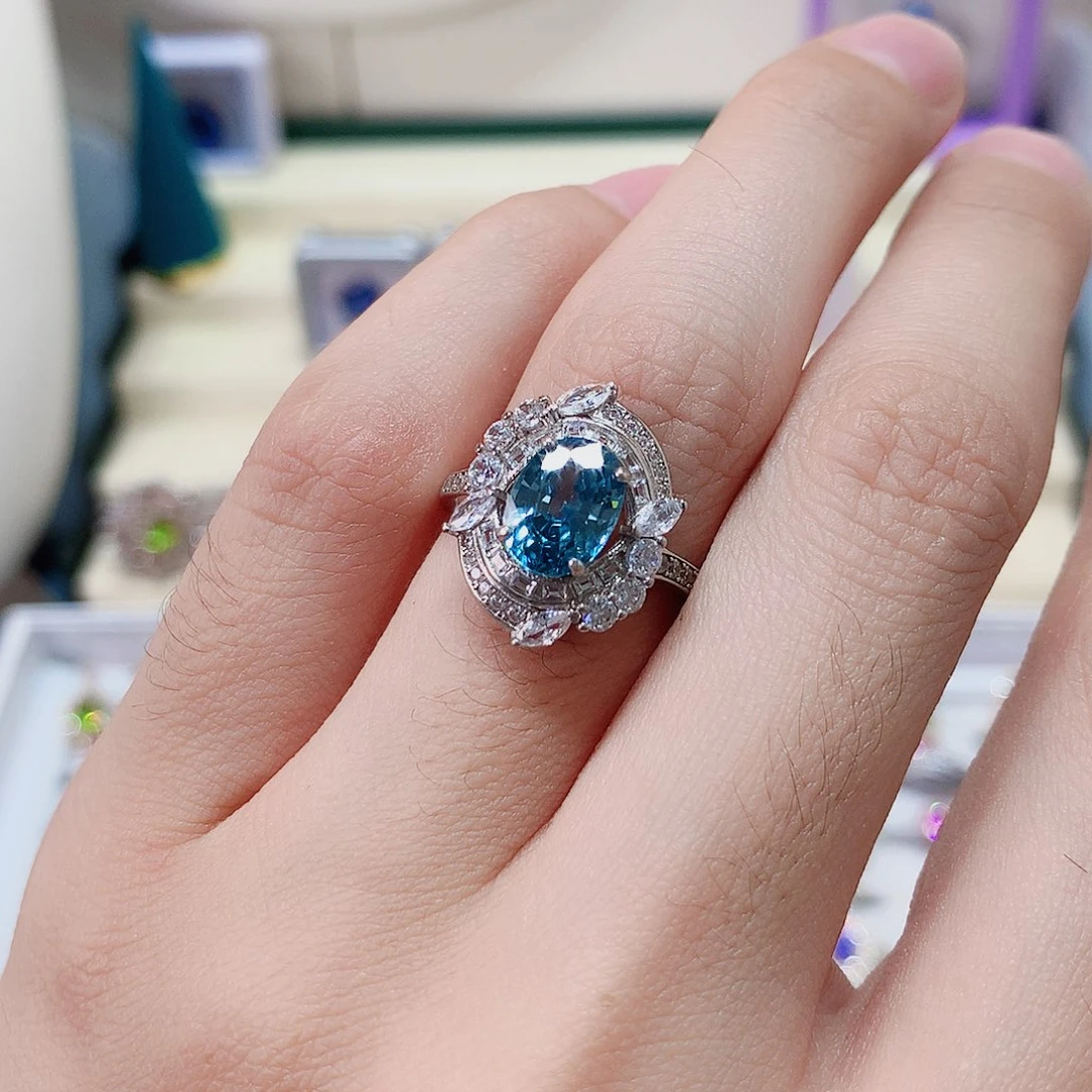 银S925镶嵌戒指天然锆石