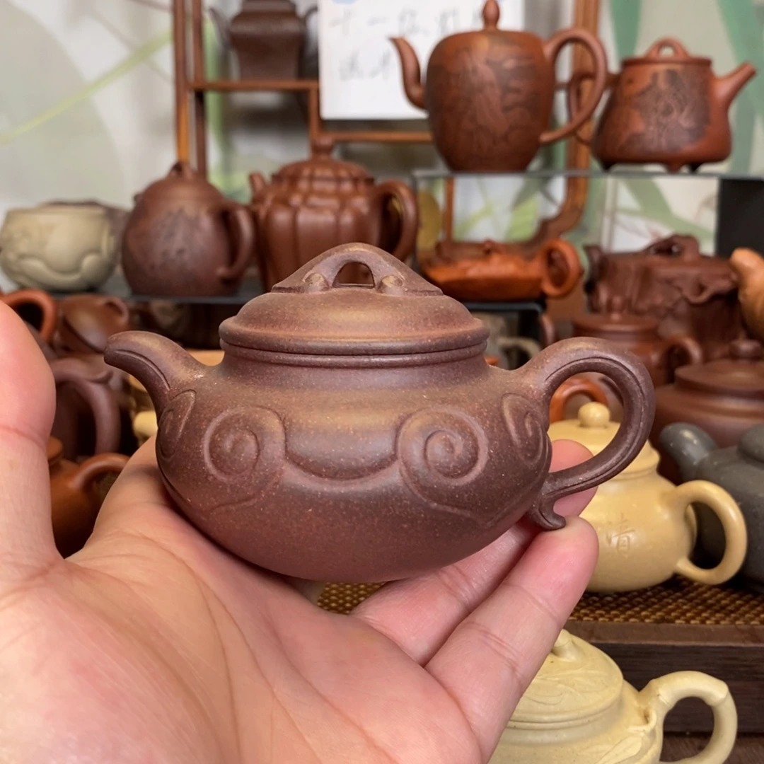 紫砂茶壶深井四底半手仿古如意