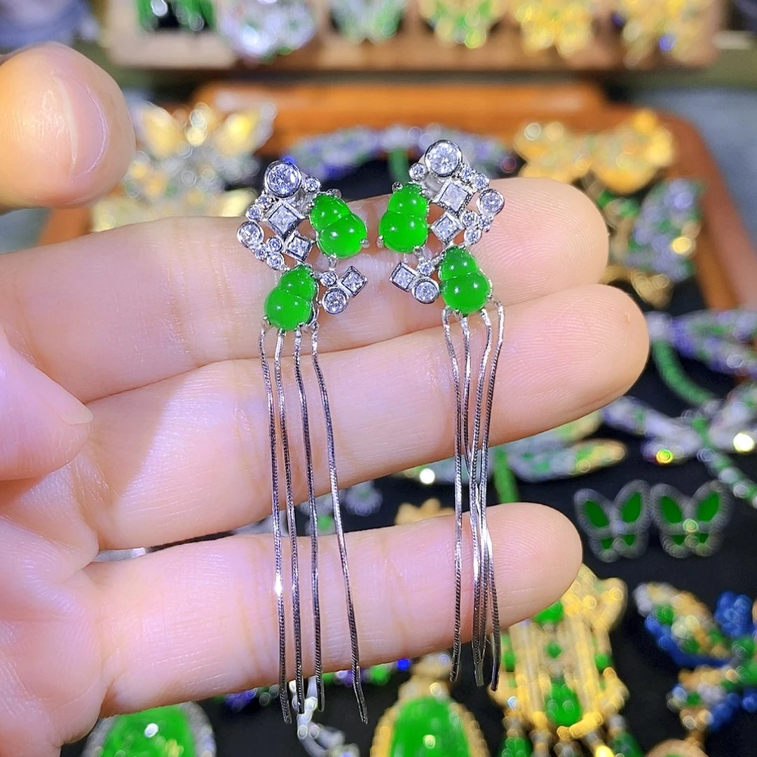 吊坠(不含链)银S925镶嵌翡翠