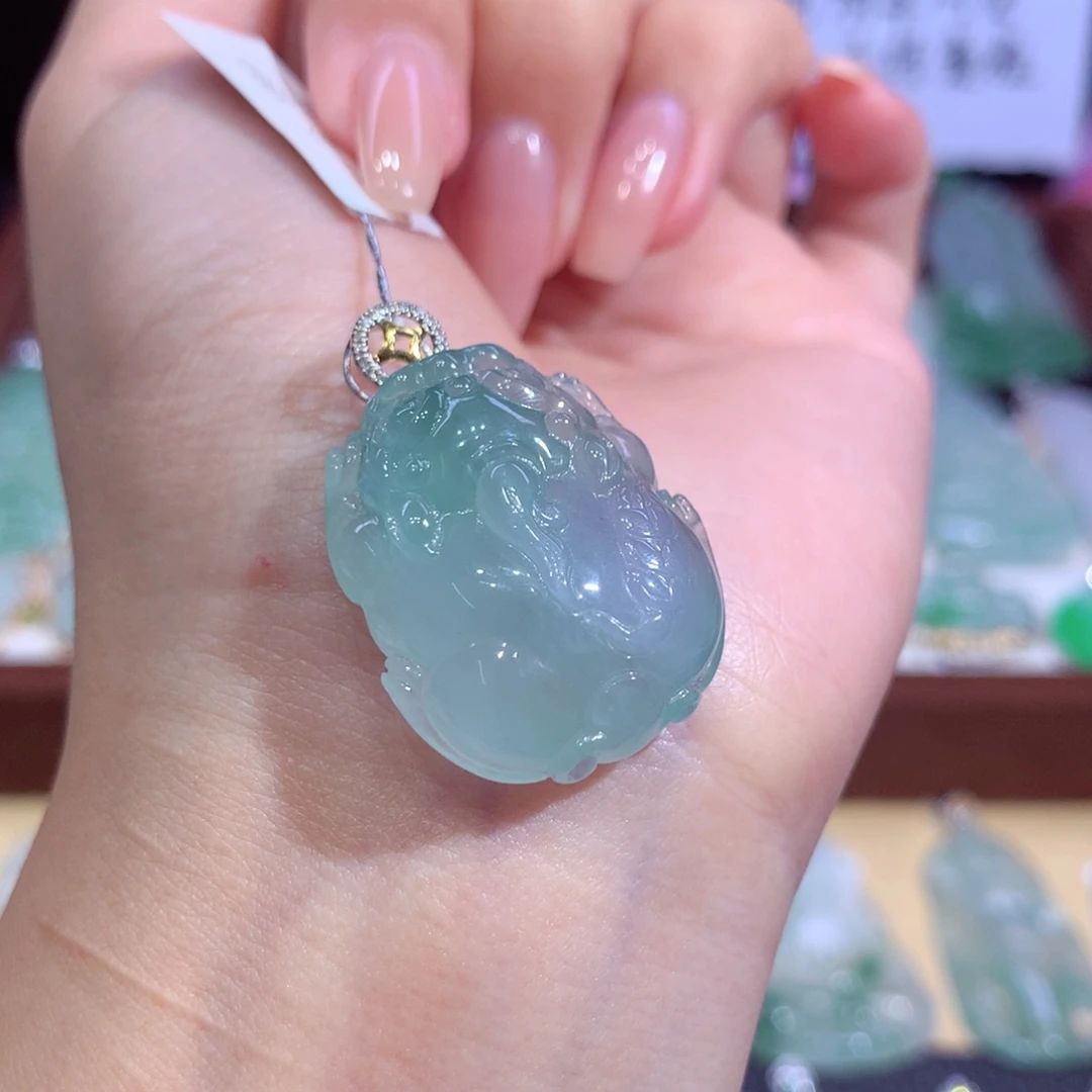 翡翠18K金镶嵌吊坠(不含链)