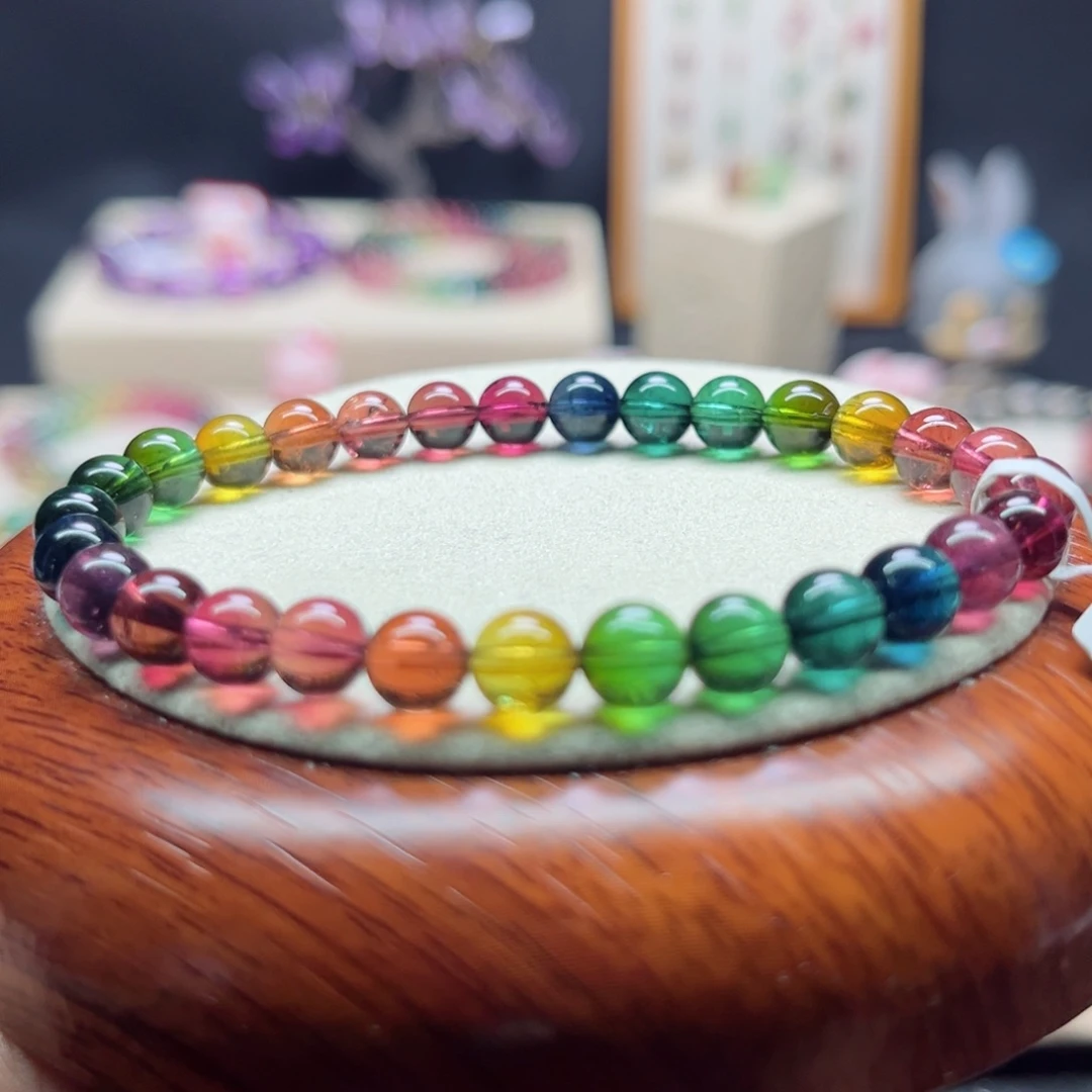 手链未镶嵌碧玺6.5mm色标彩虹