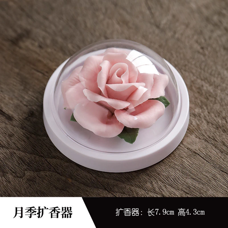 非遗手工陶瓷手捏牡丹瓷花扩香器家用客厅办公室车内车载香薰摆件