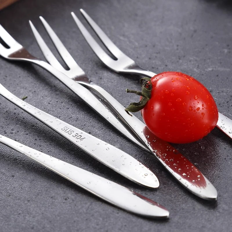 网红高级感不锈钢水果叉家用酒店轻奢蛋糕甜品饼叉精致水果签