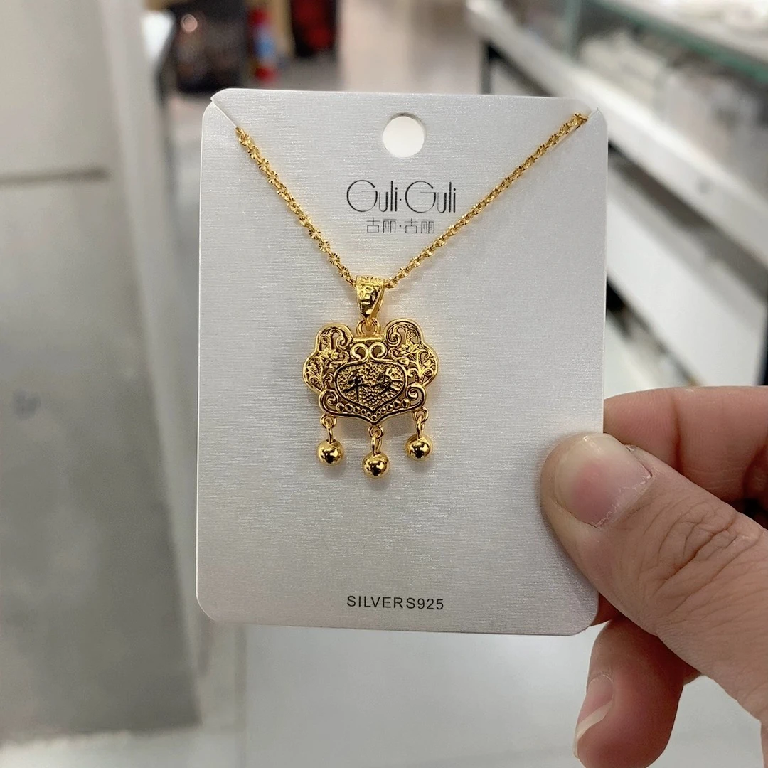 链子925银 07466 古丽品牌新款s925纯银古法仿黄金工艺项链