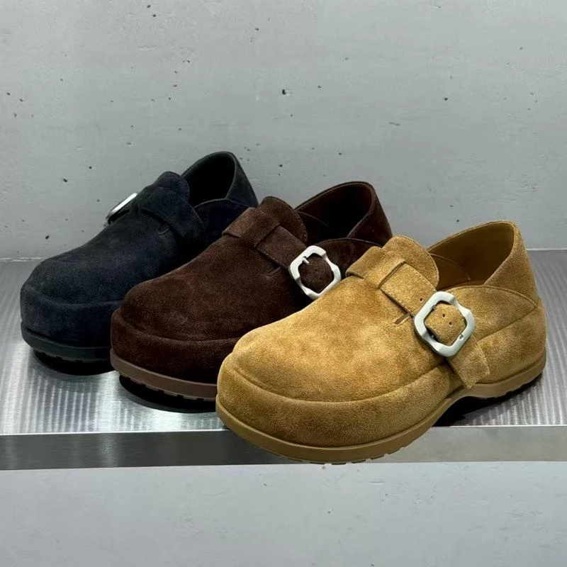 欧洲站2025秋季新款增高6小个子真皮时尚休闲鞋松松糕厚底勃肯鞋