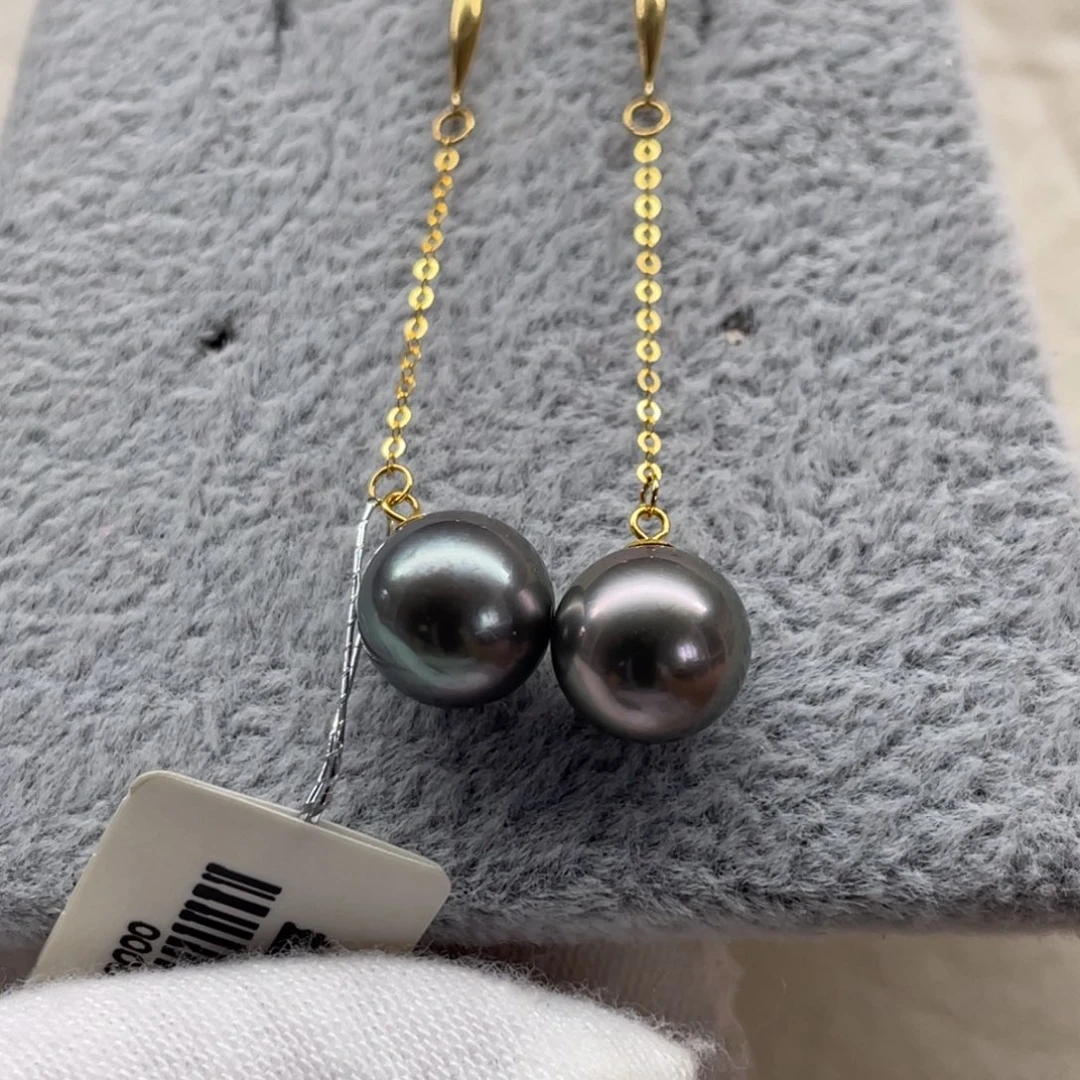 海水珍珠18K金镶嵌耳饰8-9mm