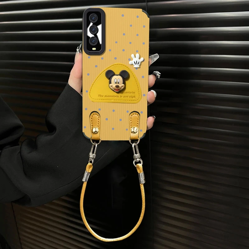 适用vivoy70s/iqoou1/y70t/y51t系列立体米奇公仔瞳眼贴皮手机壳