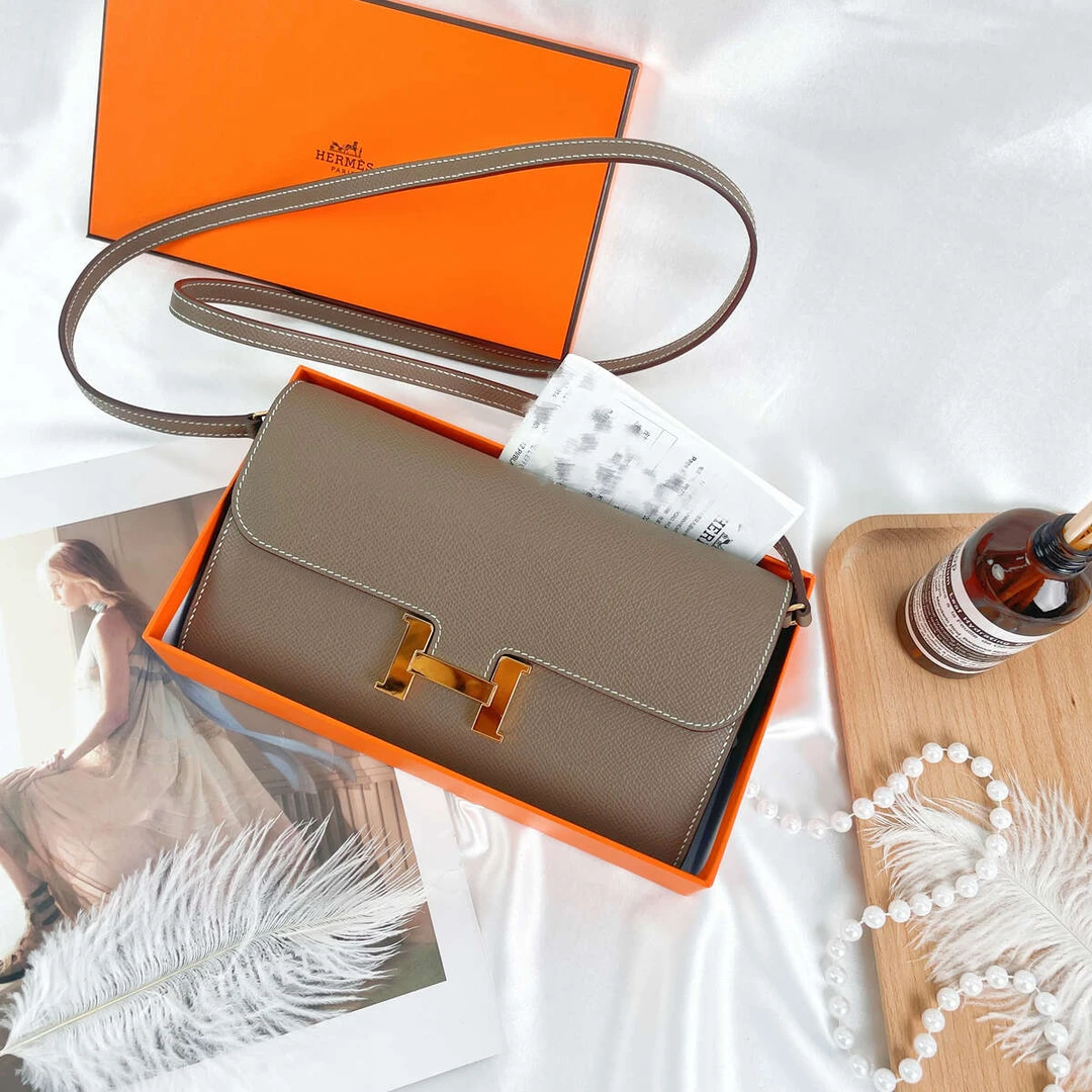 95新 Hermes/爱马仕 康康togo大象灰EP皮金扣K刻